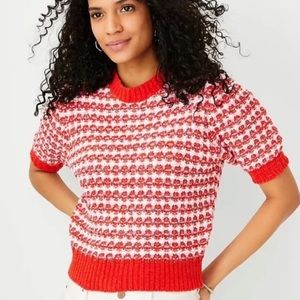 Ann Taylor Red & Pink Sweater